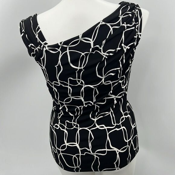 Worthington asymmetrical neckline black white blouse - Picture 4 of 4